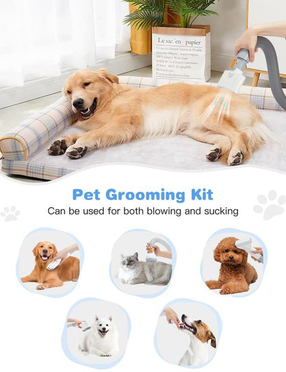 15Kpa Pet Grooming Vacuum for Dogs,Dog Grooming Vacuum and Blow Dryer,Pet Grooming Kit W/7 Suction Modes,Groomer Tools,8 Combs,Pets Grooming Vacuum Brush for Shedding,Pet Grooming Vacuum for Dogs Cats