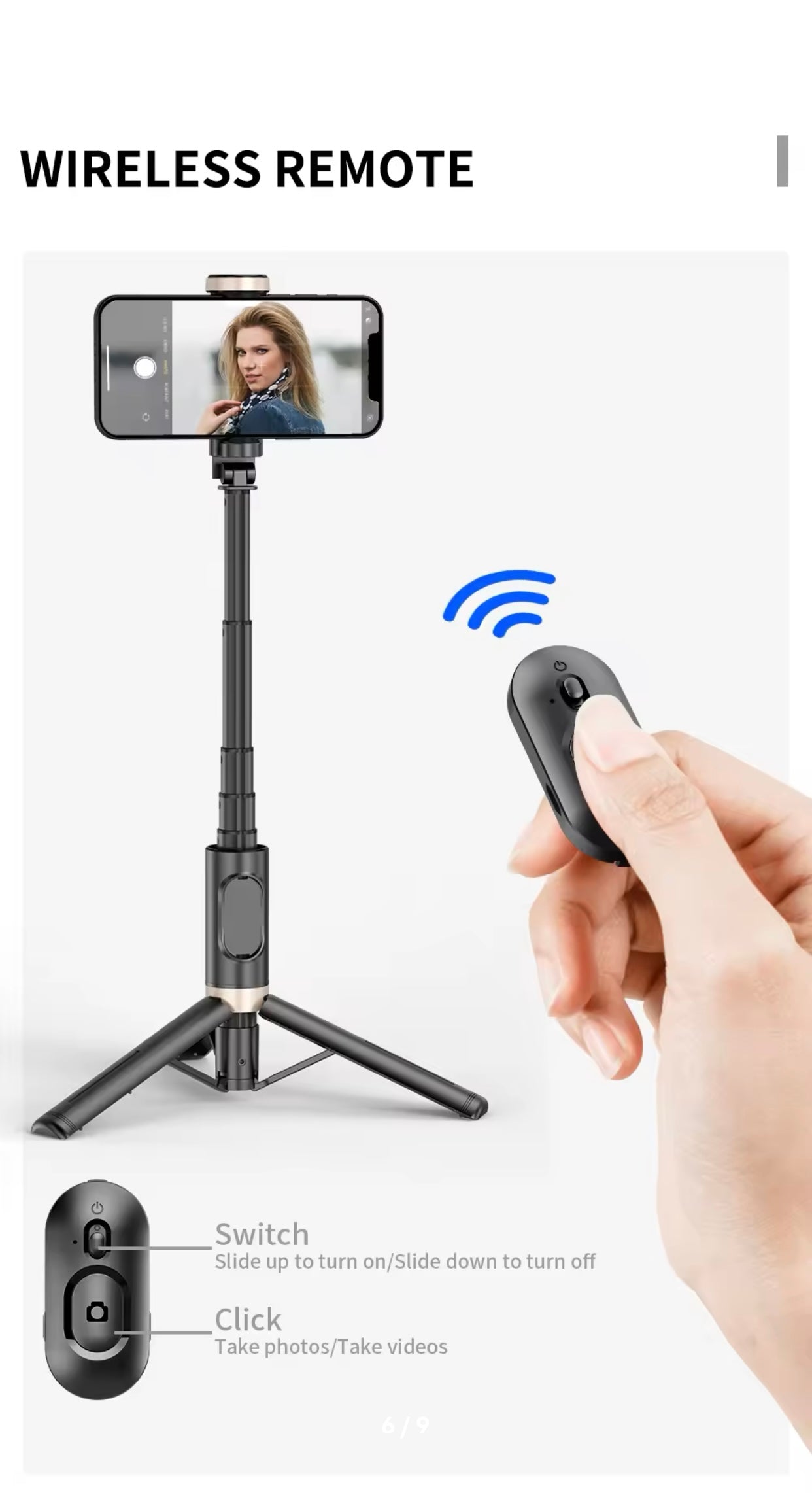 Bluetooth Wireless Handheld Selfie Stick Tripod Extendable Monopod with Remote