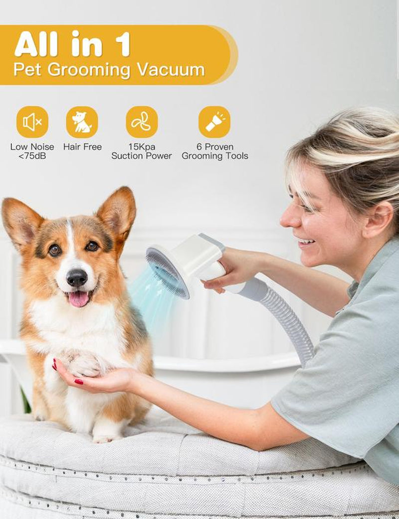 15Kpa Pet Grooming Vacuum for Dogs,Dog Grooming Vacuum and Blow Dryer,Pet Grooming Kit W/7 Suction Modes,Groomer Tools,8 Combs,Pets Grooming Vacuum Brush for Shedding,Pet Grooming Vacuum for Dogs Cats